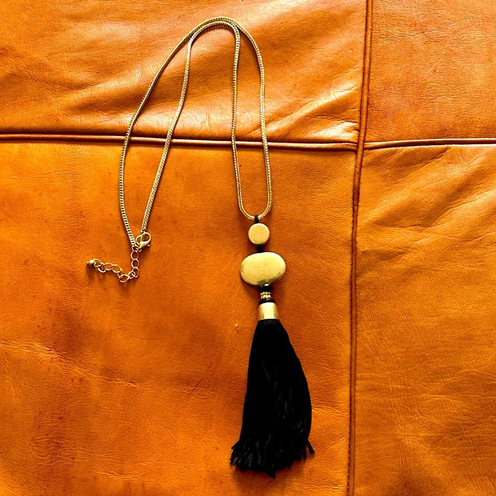 Gold & Black Tassel Necklace